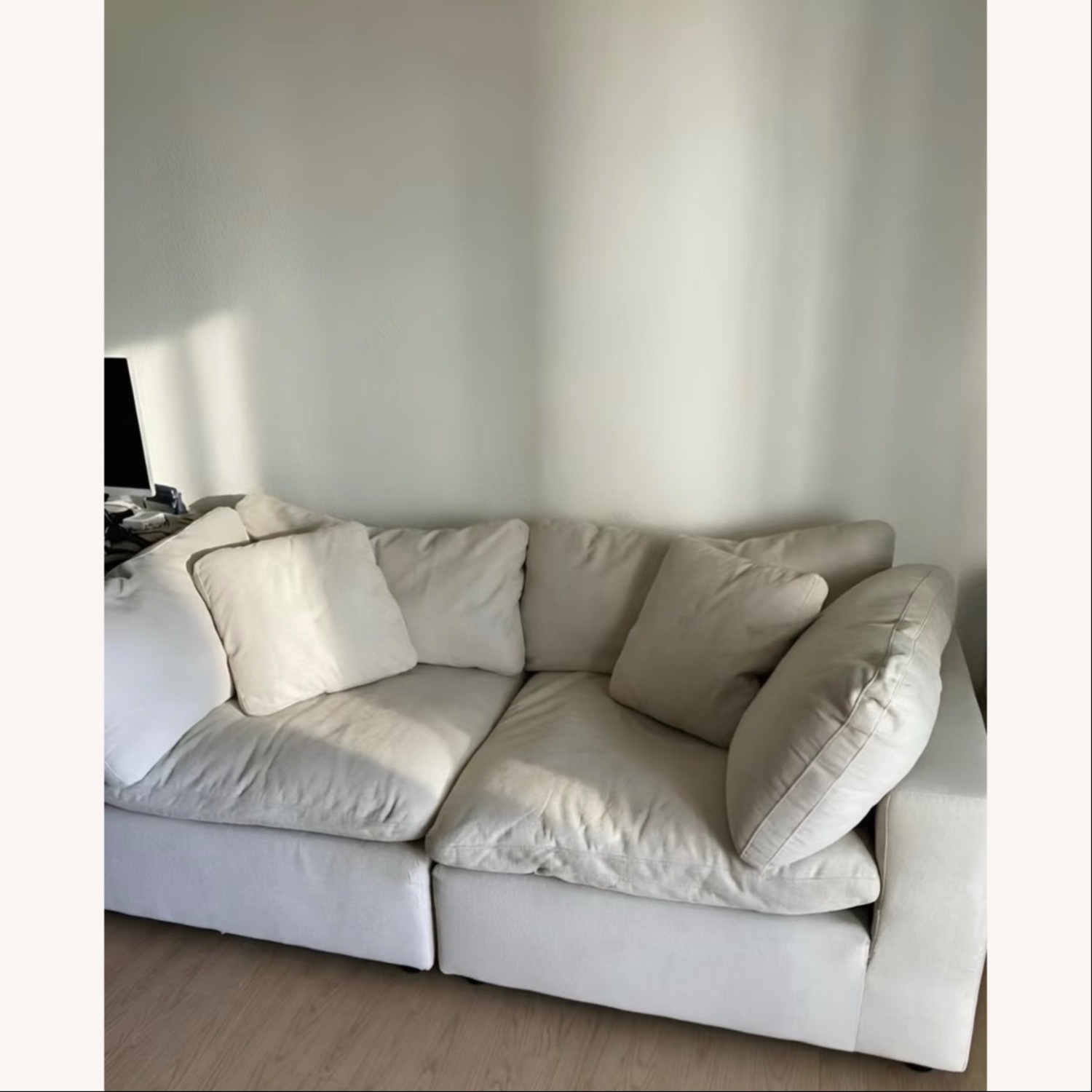 Living Spaces Zone Cream White Loveseat - image-4
