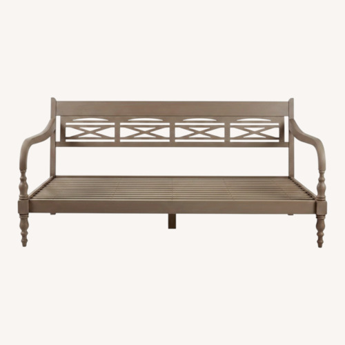 Used World Market Light Gray Wood Daybed With Trundle for sale on AptDeco