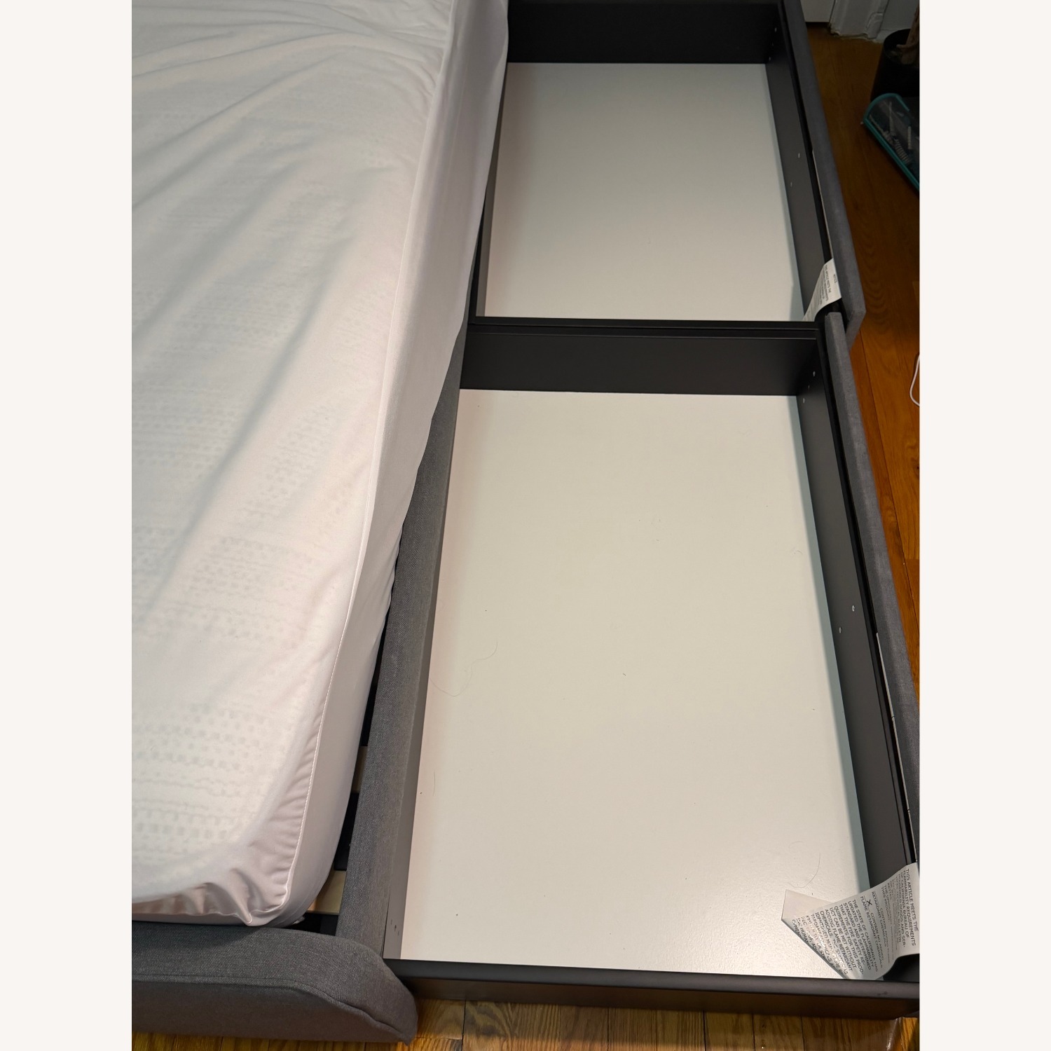 IKEA Hauga Dark Gray Fabric Bed + 2 Storage Boxes - image-4