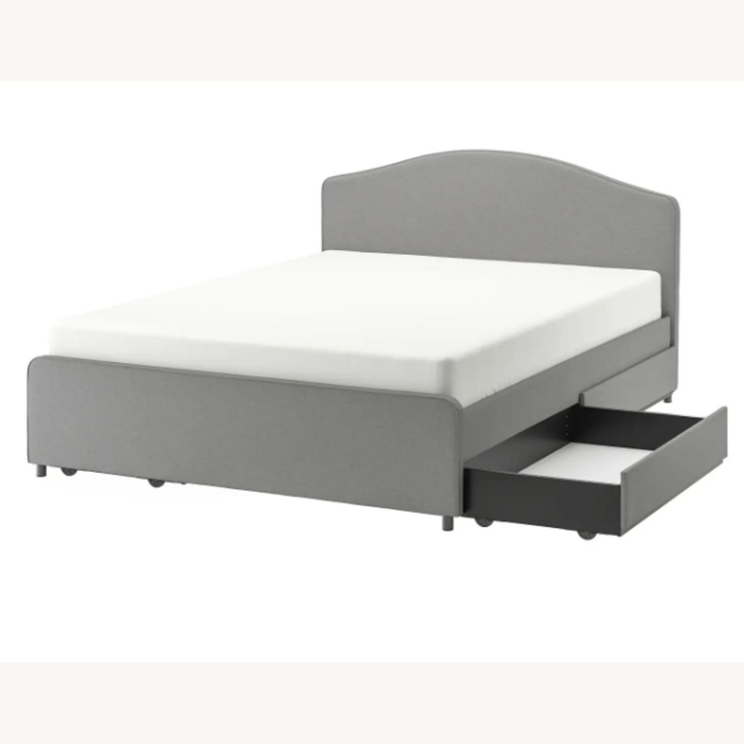 IKEA Hauga Dark Gray Fabric Bed + 2 Storage Boxes - image-7