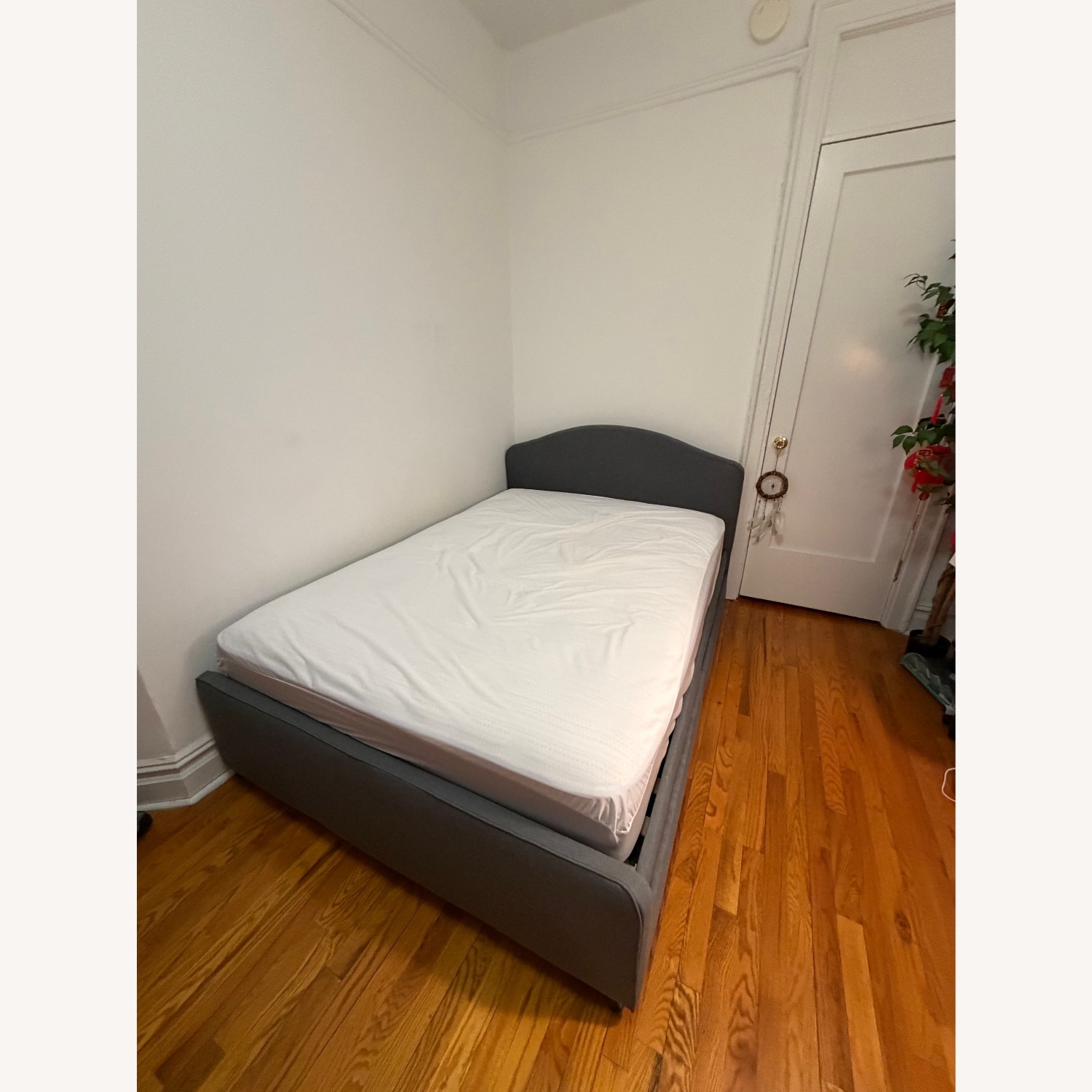 IKEA Hauga Dark Gray Fabric Bed + 2 Storage Boxes - image-1