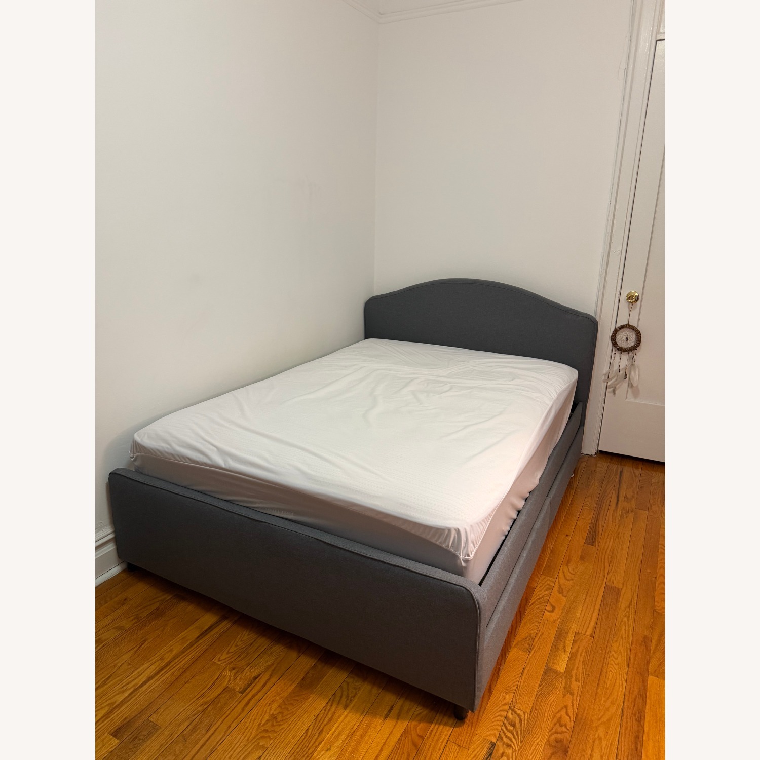 IKEA Hauga Dark Gray Fabric Bed + 2 Storage Boxes - image-2