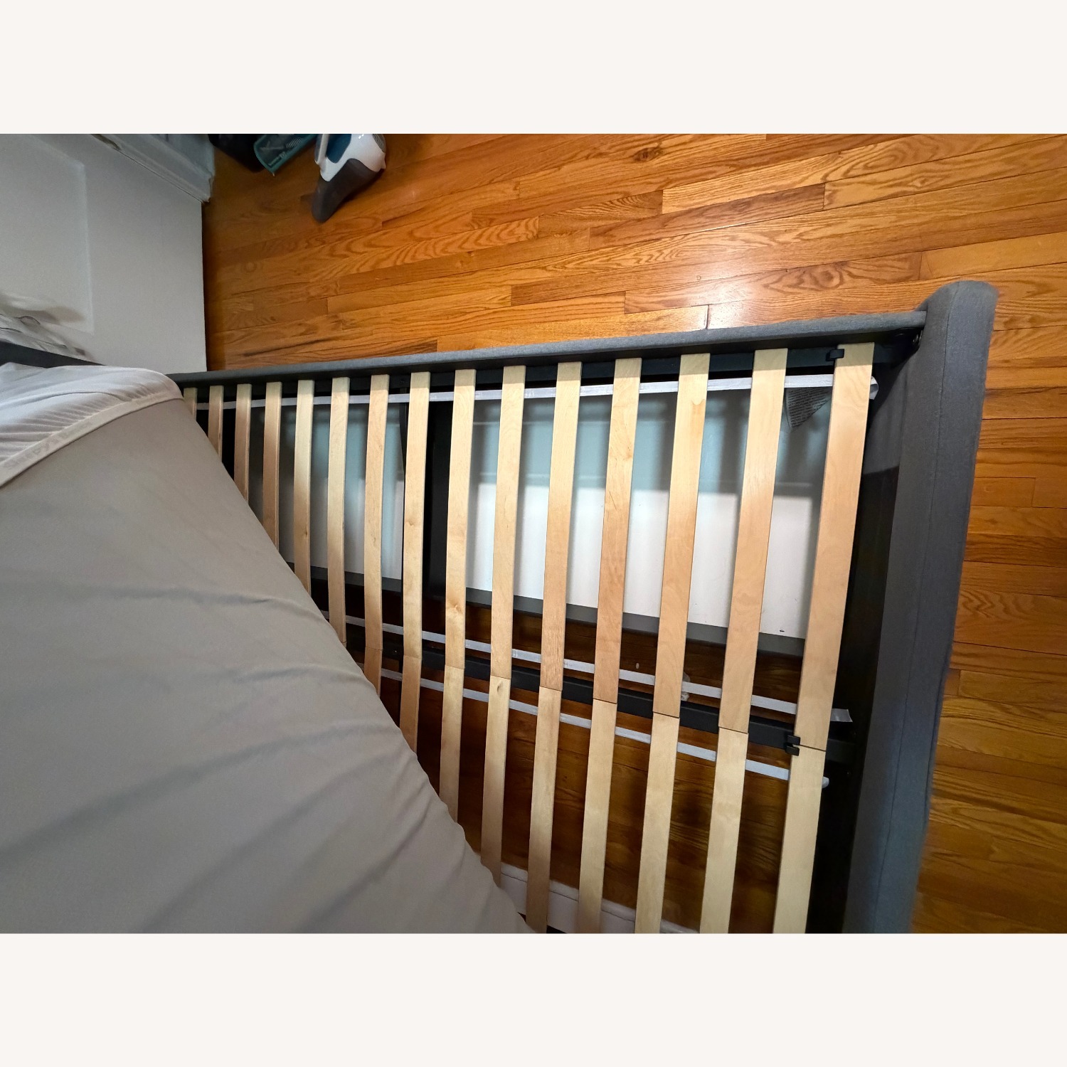 IKEA Hauga Dark Gray Fabric Bed + 2 Storage Boxes - image-6