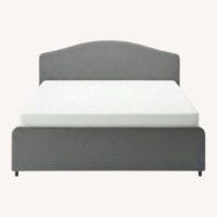 IKEA Hauga Dark Gray Fabric Bed + 2 Storage Boxes