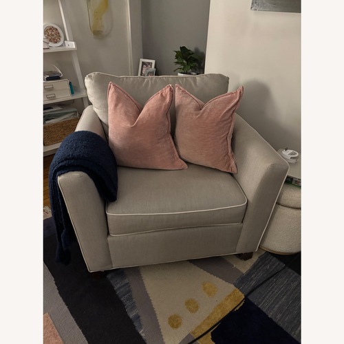 Used Raymour & Flanigan Caruso Light Gray Chair and a Half for sale on AptDeco
