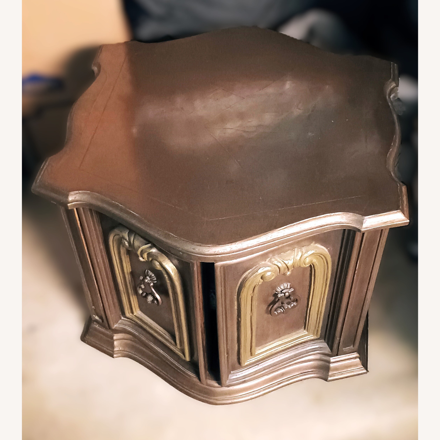 Dark Brown Wood Side Table - image-2