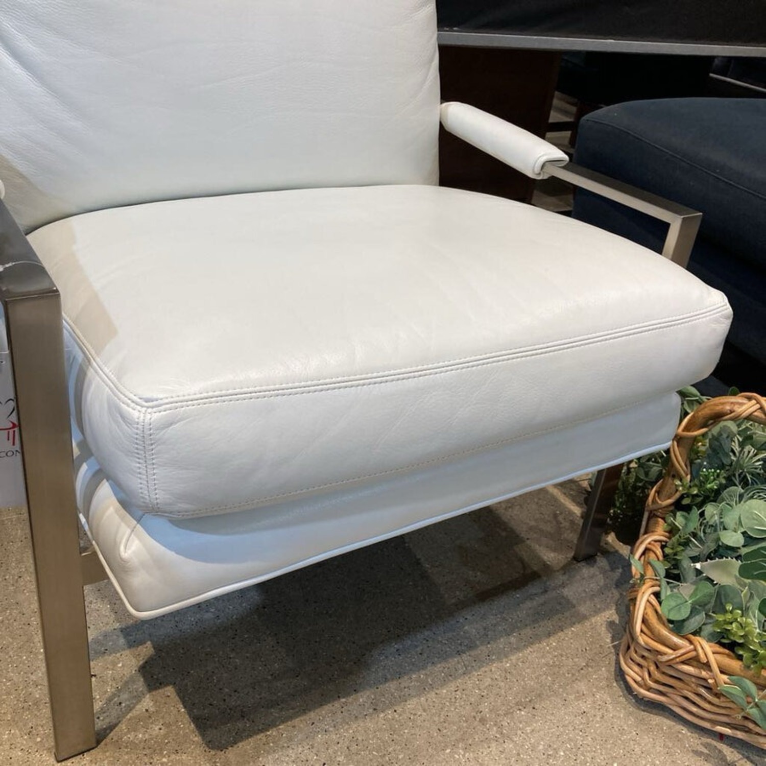 Crate & Barrel Milo Baughman Classic Leather-Brushed Nickel Chair - image-7