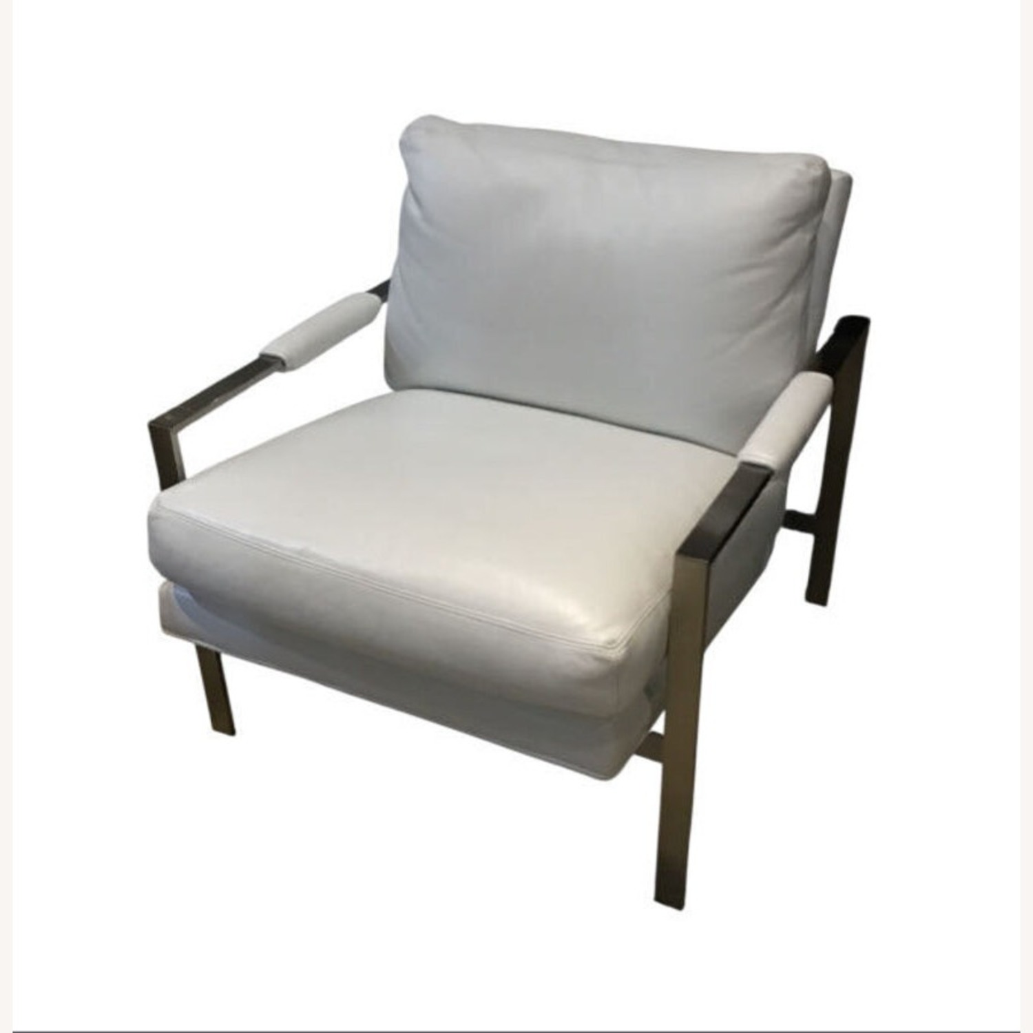 Crate & Barrel Milo Baughman Classic Leather-Brushed Nickel Chair - image-1