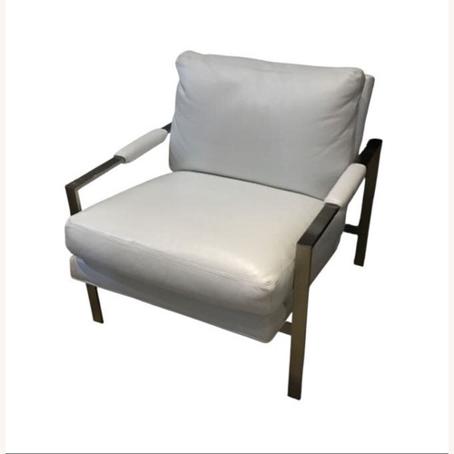 Used Crate & Barrel Milo Baughman Classic Leather-Brushed Nickel Chair for sale on AptDeco