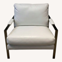 Crate & Barrel Milo Baughman Classic Leather-Brushed Nickel Chair