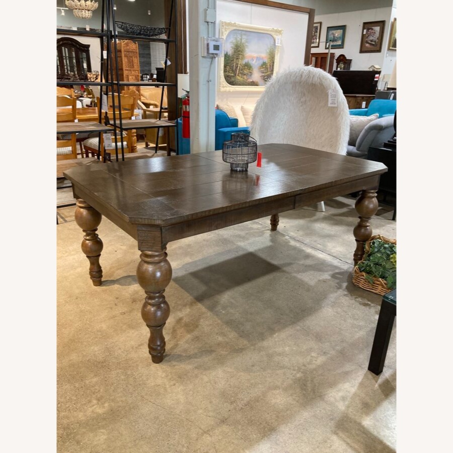 Plank Style Top w Turned Legs Dining Table - image-2
