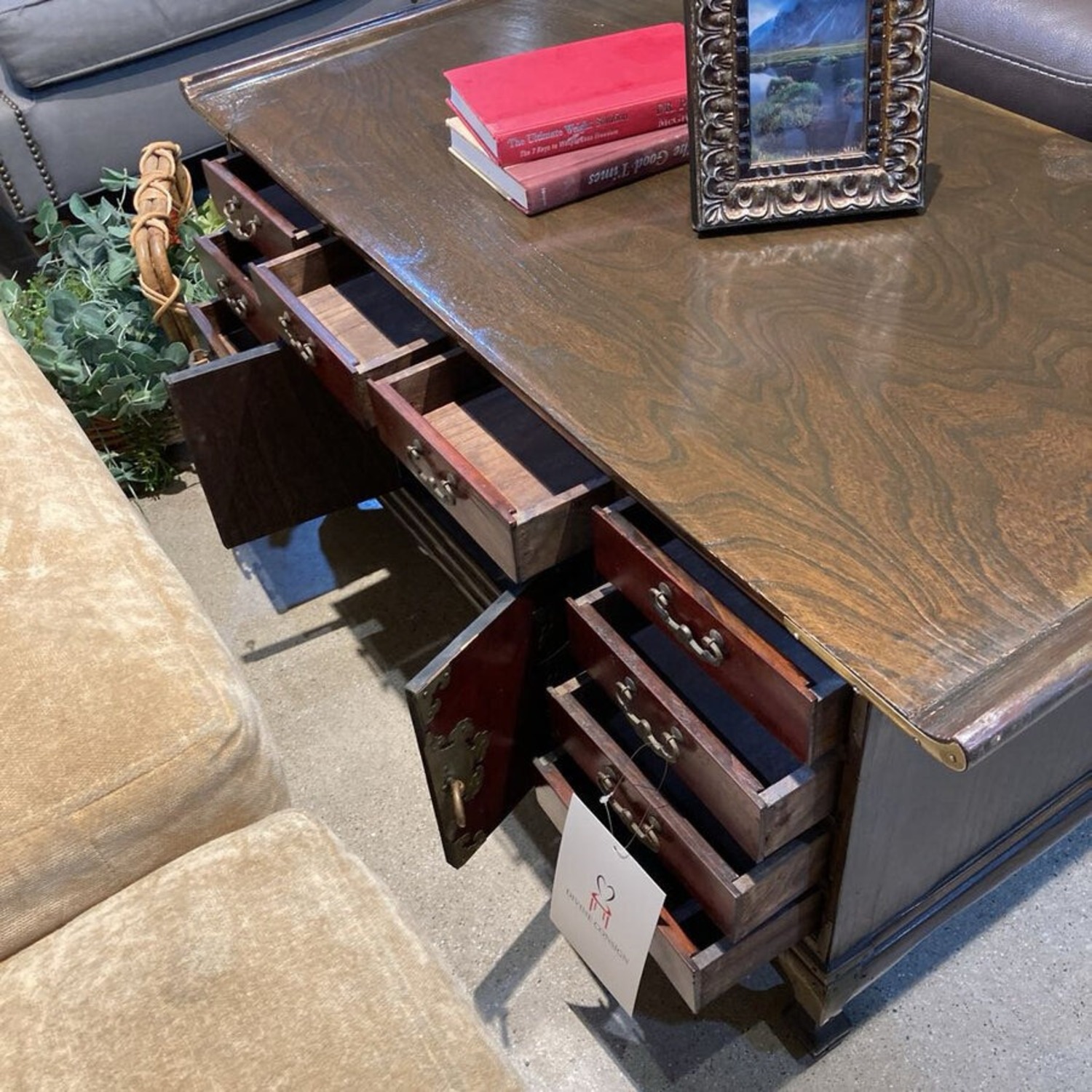 Hand Painted Tibetan w Drawers Coffee Table - image-5