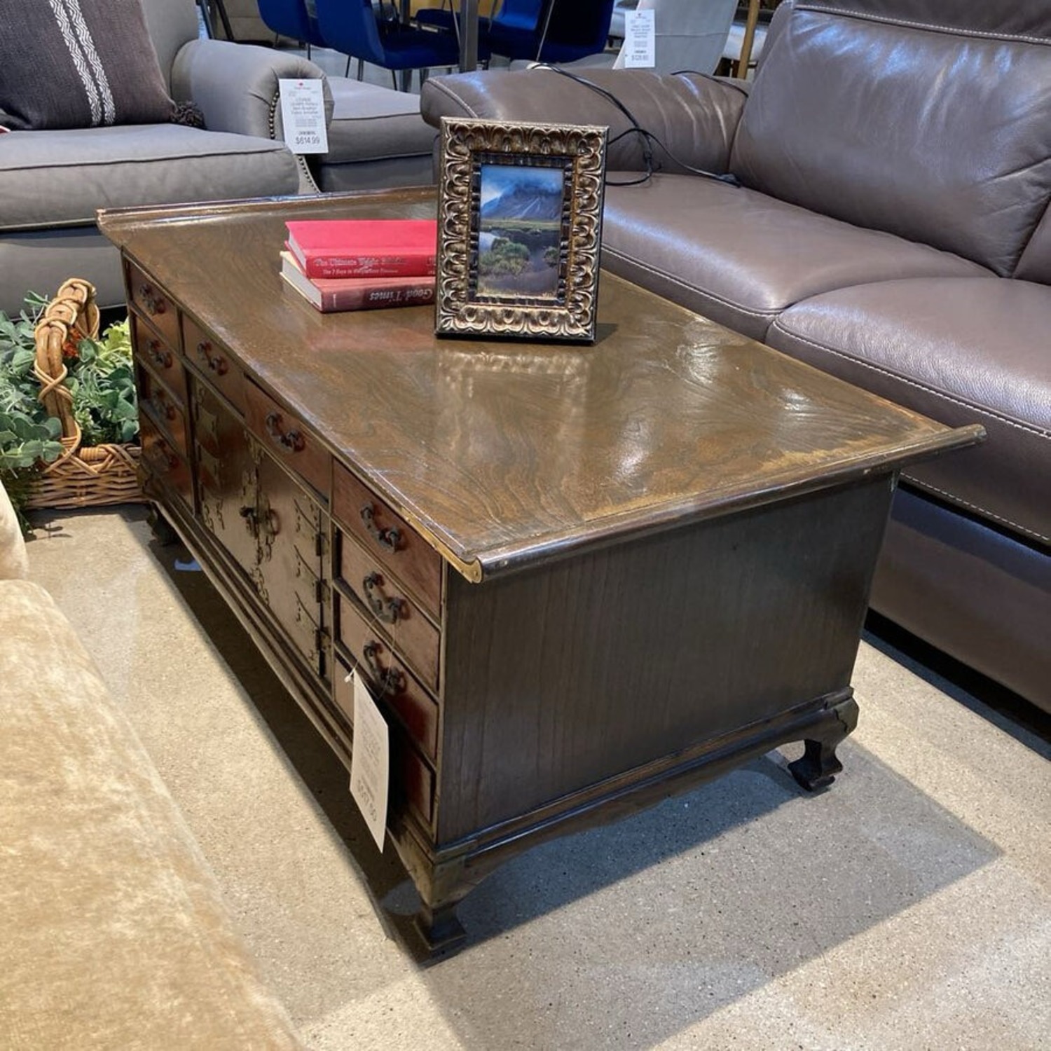 Hand Painted Tibetan w Drawers Coffee Table - image-2