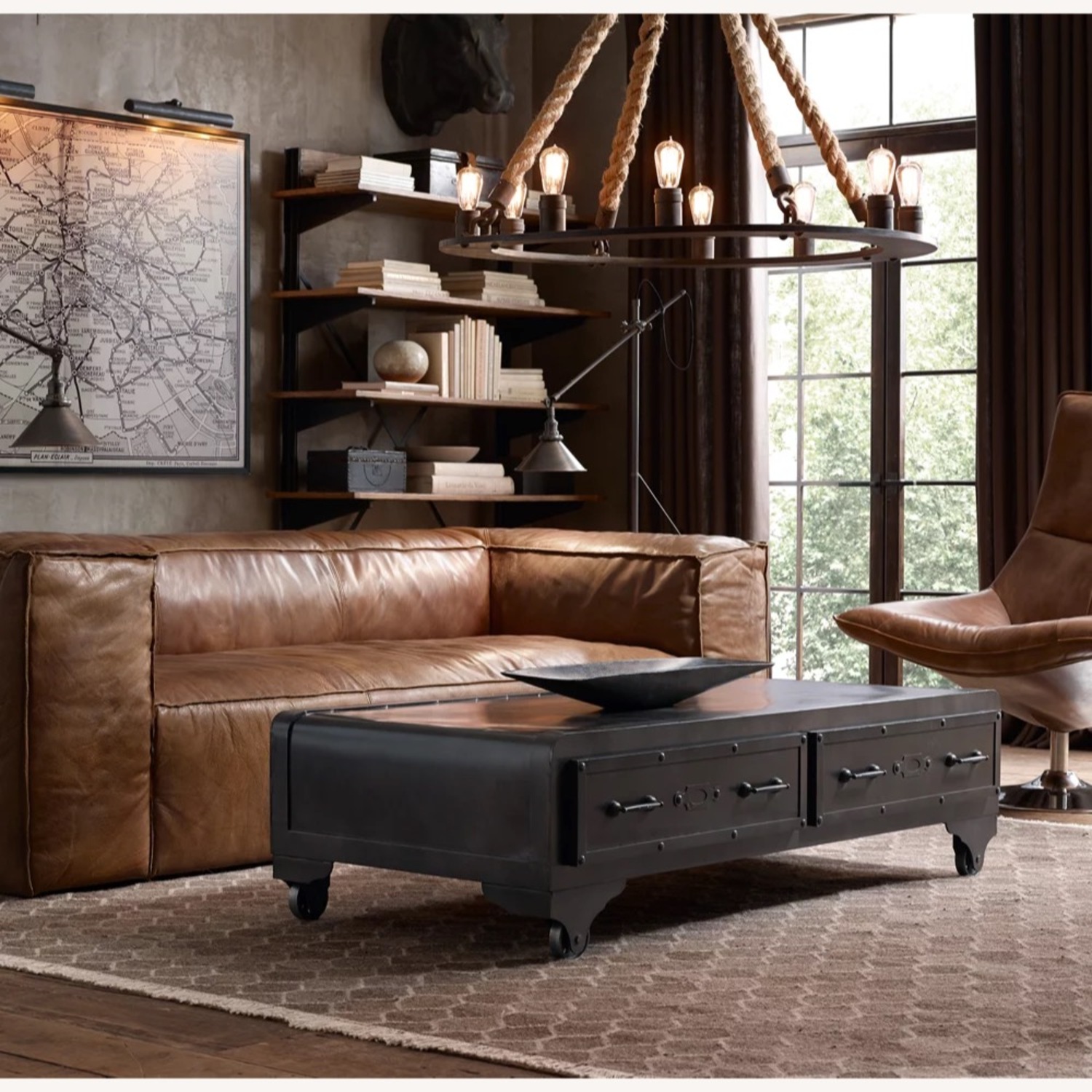Restoration Hardware Fullham Dark Brown 2 Seater Sofa - image-1