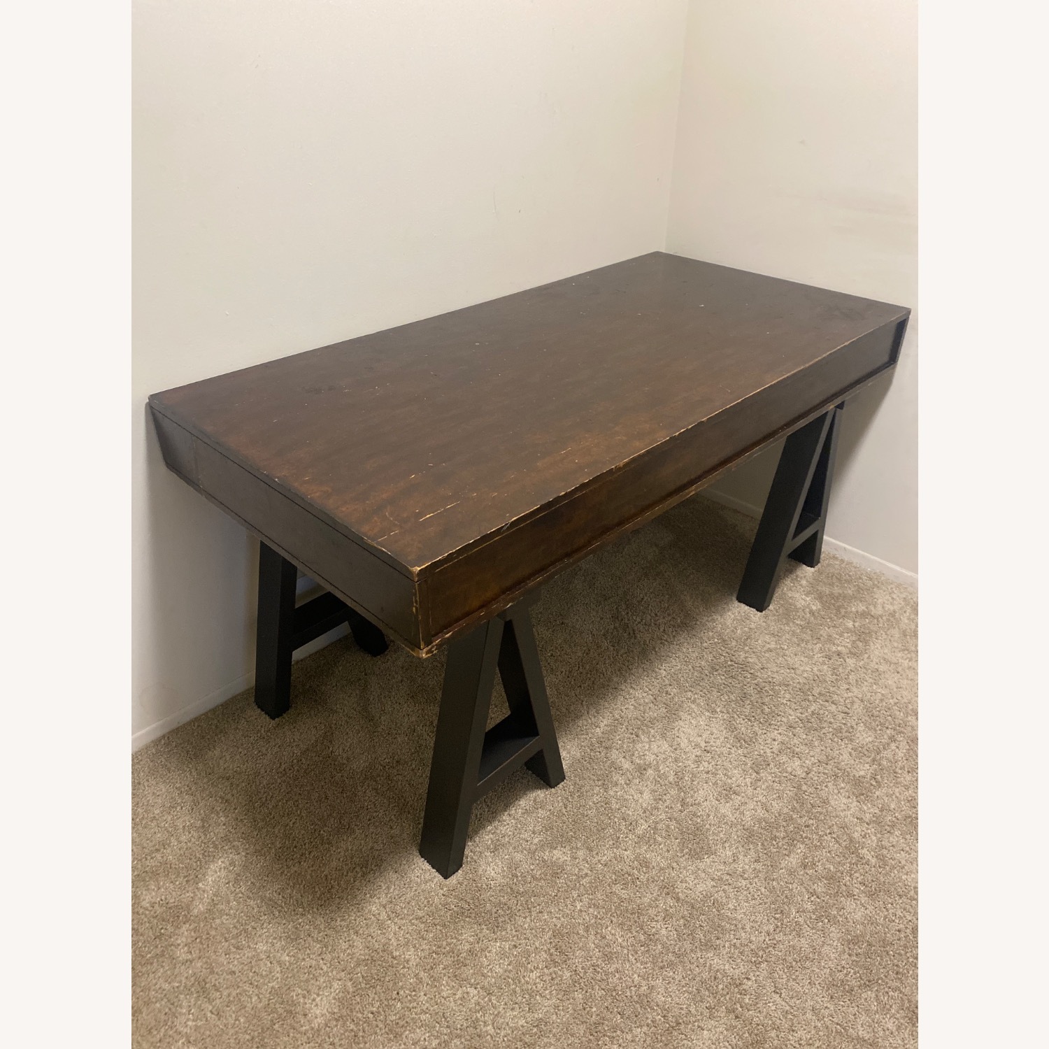 Dark Brown Wood Desk - image-2