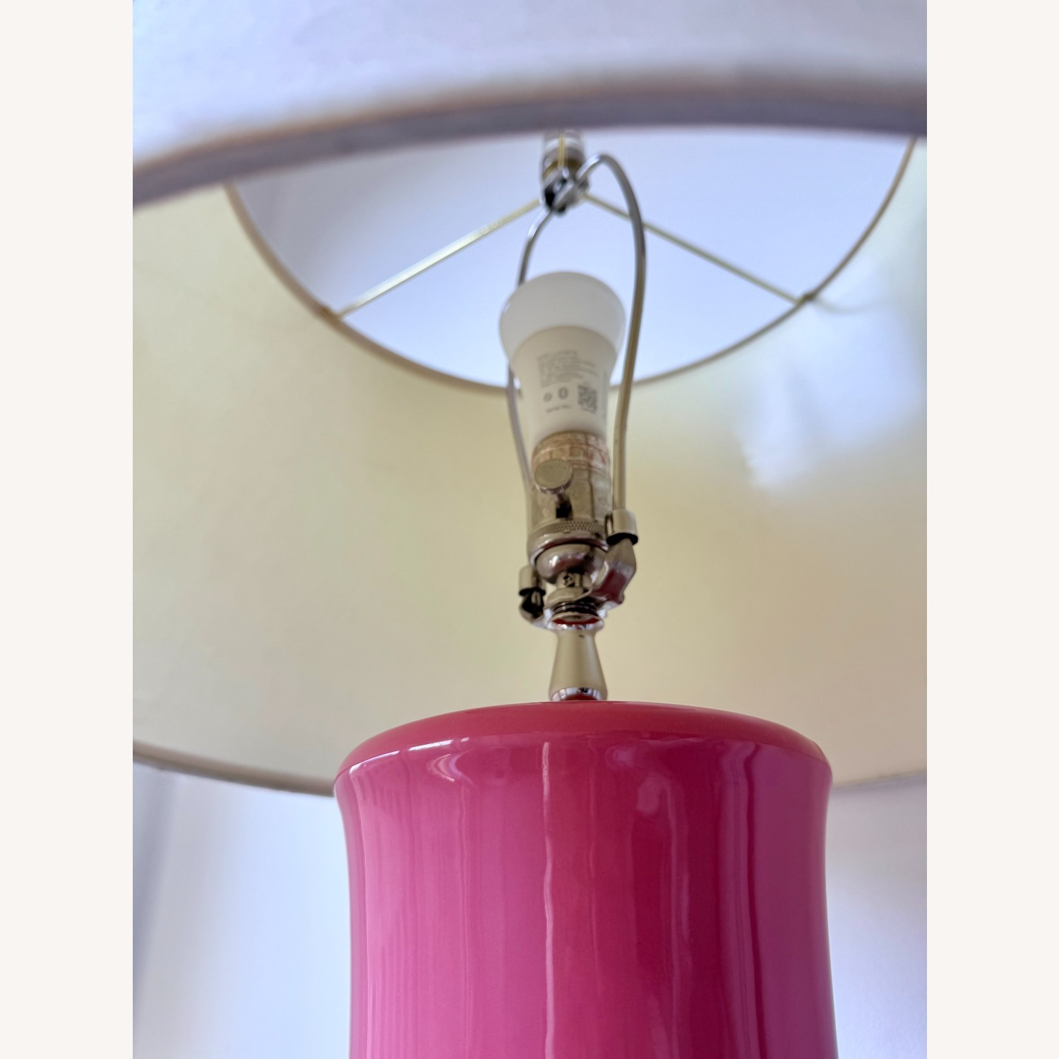 Ethan Allen Pink Glass Table Lamp Pair - image-6