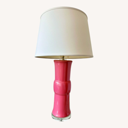 Used Ethan Allen Pink Glass Table Lamp Pair for sale on AptDeco