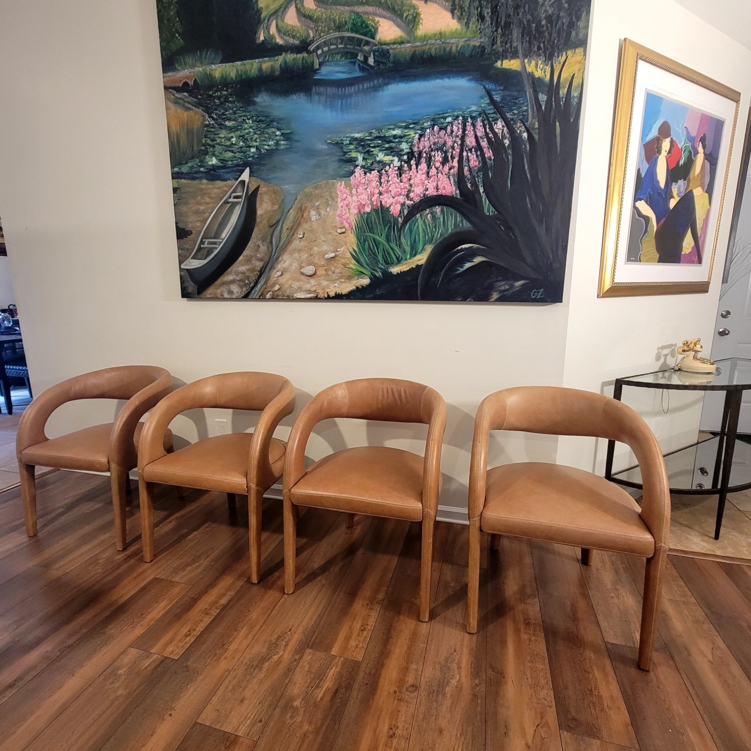 Four Hands Light Brown Leather Armchair - image-9
