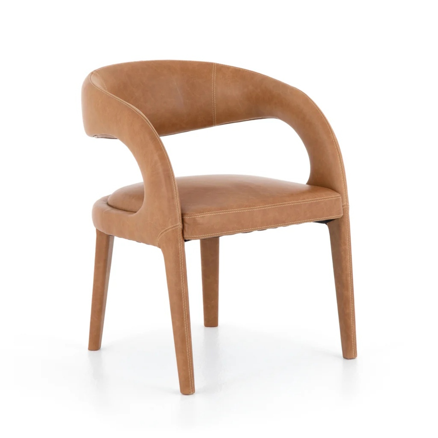 Four Hands Light Brown Leather Armchair - image-18