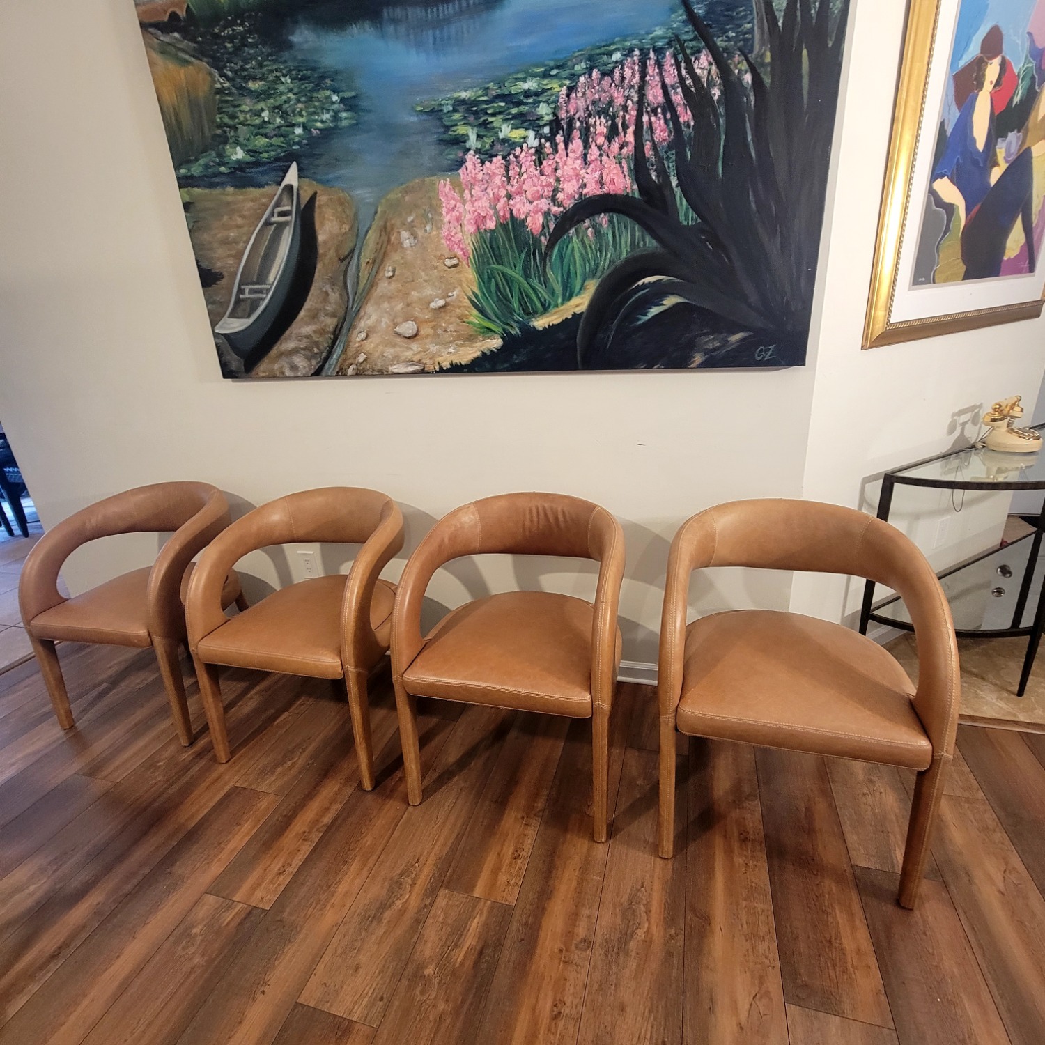 Four Hands Light Brown Leather Armchair - image-10