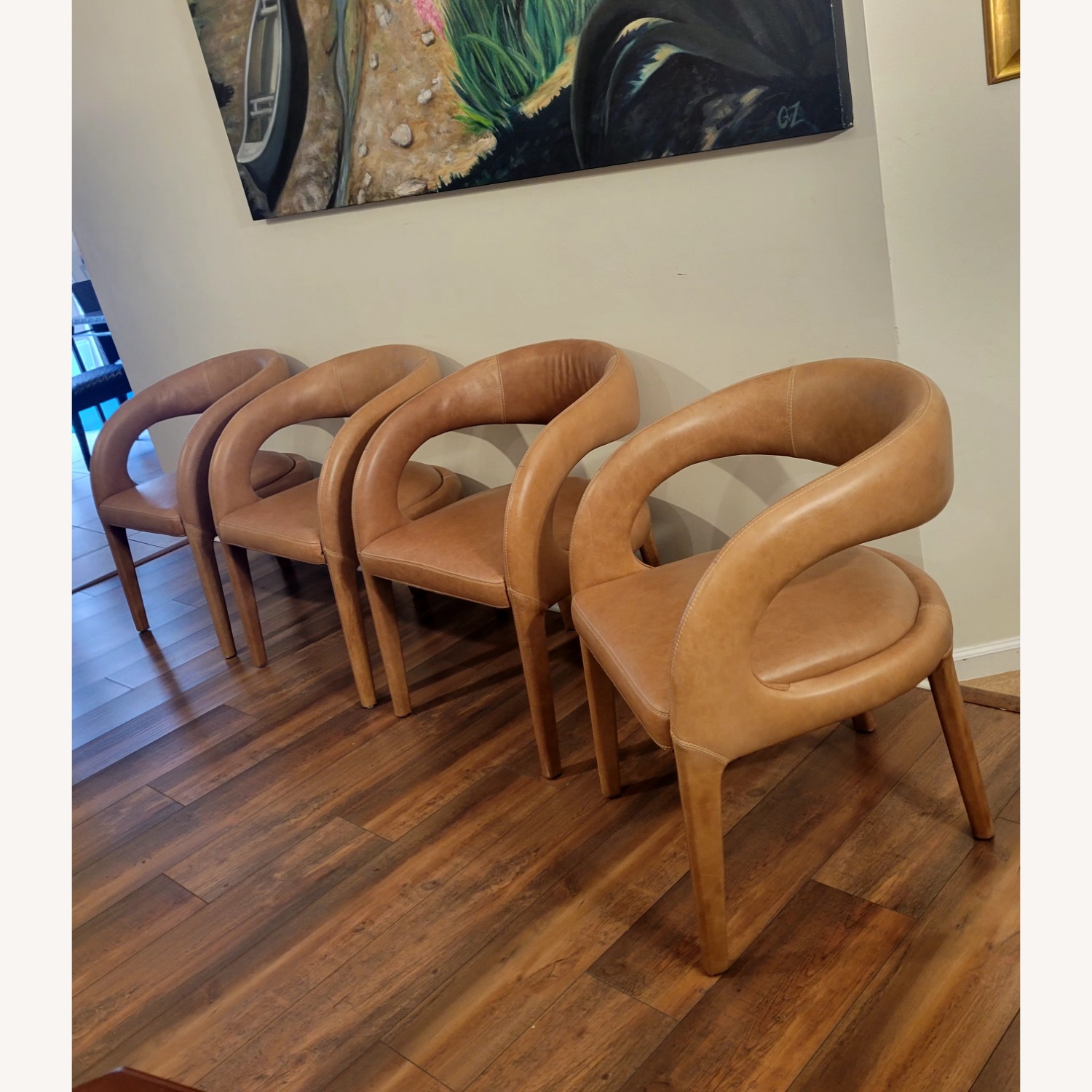 Four Hands Light Brown Leather Armchair - image-5
