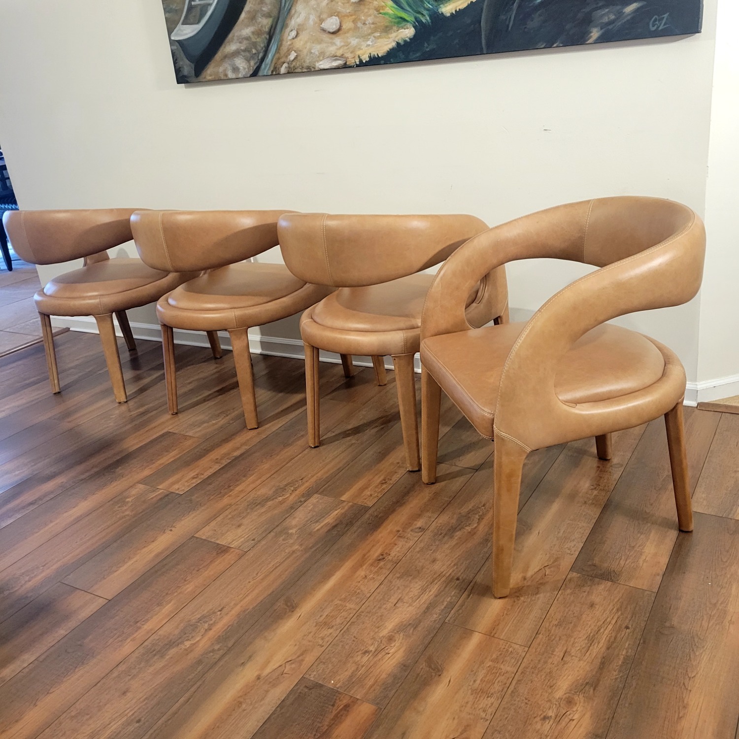 Four Hands Light Brown Leather Armchair - image-11