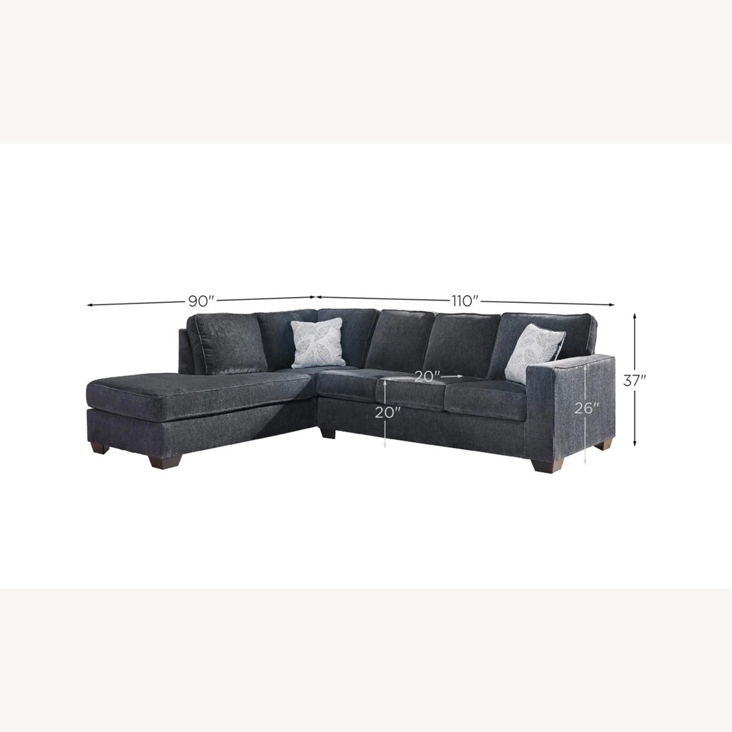Raymour & Flanigan Adelson Slate Gray 2 Piece Sectional - image-4