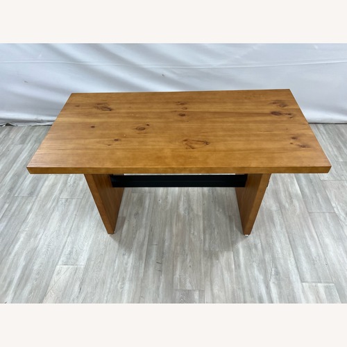 Used Hokku Designs Rickye Oak Trestle Wood Dining Table for sale on AptDeco