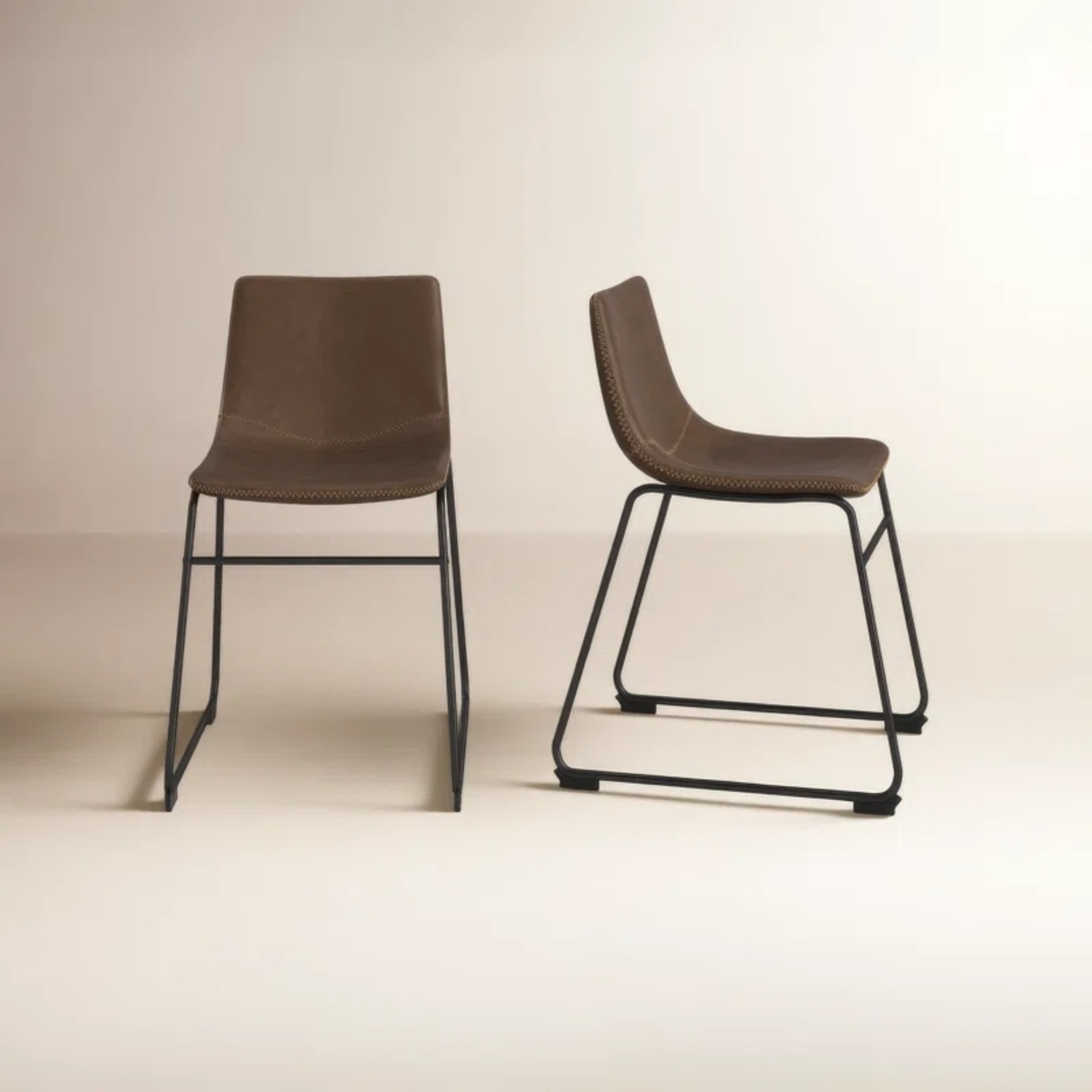 Wayfair Dark Brown Leather Dining Chairs - image-4