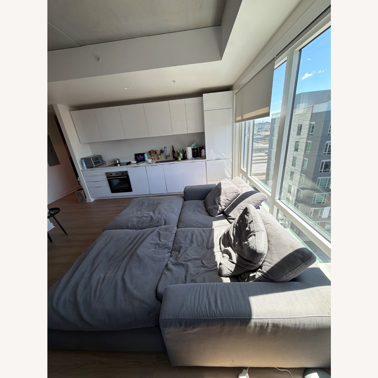 Dark Gray Fabric 3+ Piece Sectional - image-2