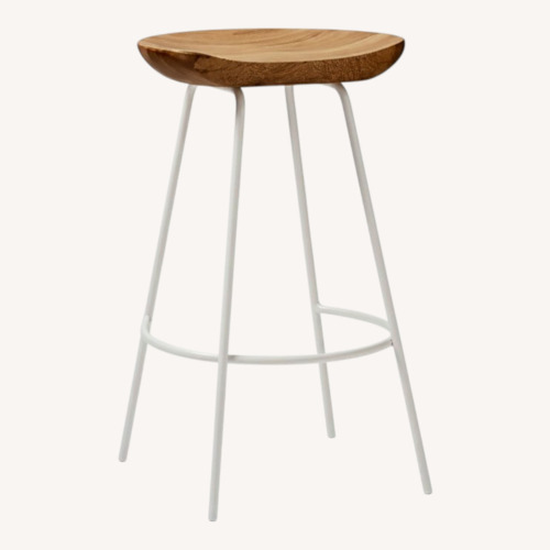 Used West Elm Alden White Wood Stool for sale on AptDeco