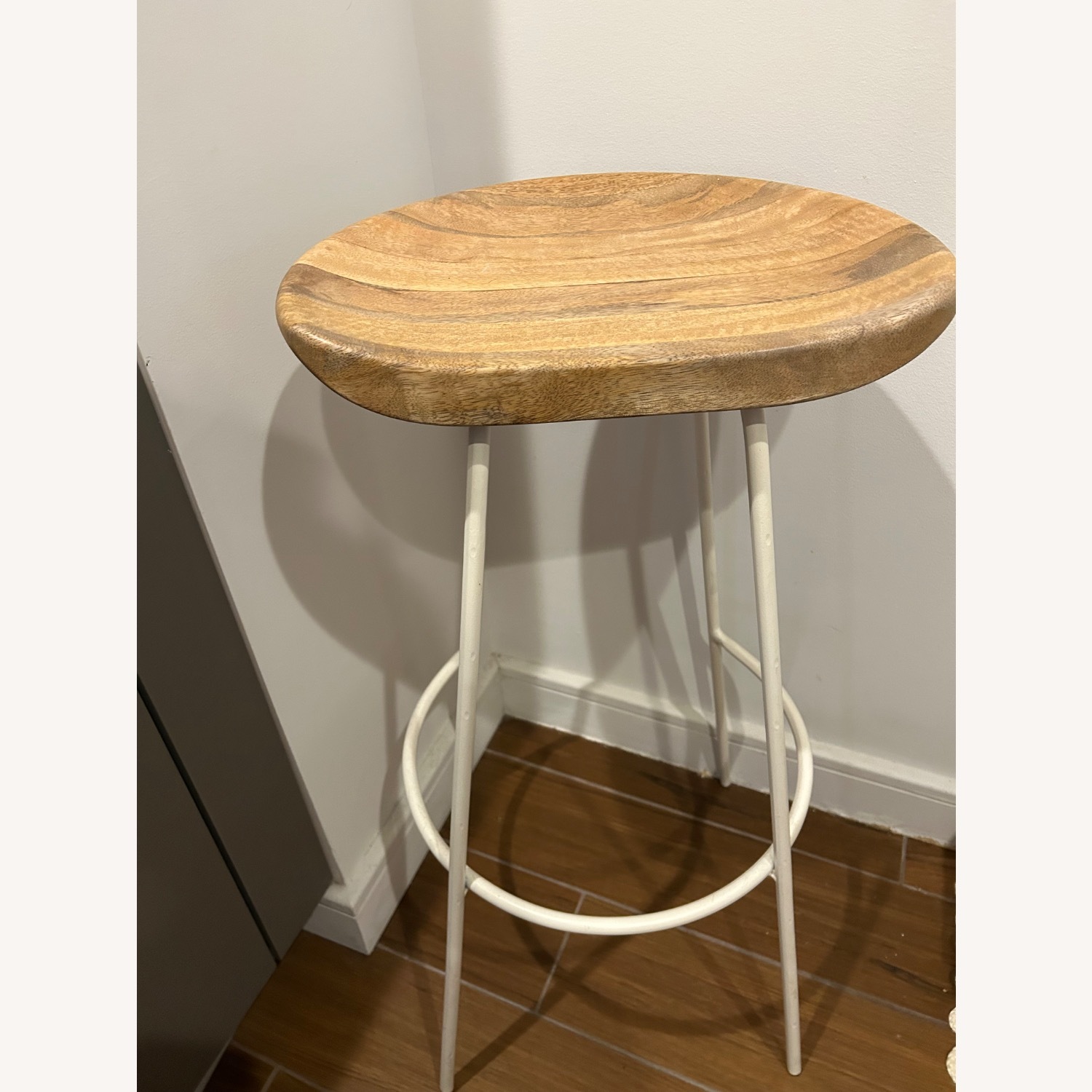 West Elm Alden White Wood Stool - image-2