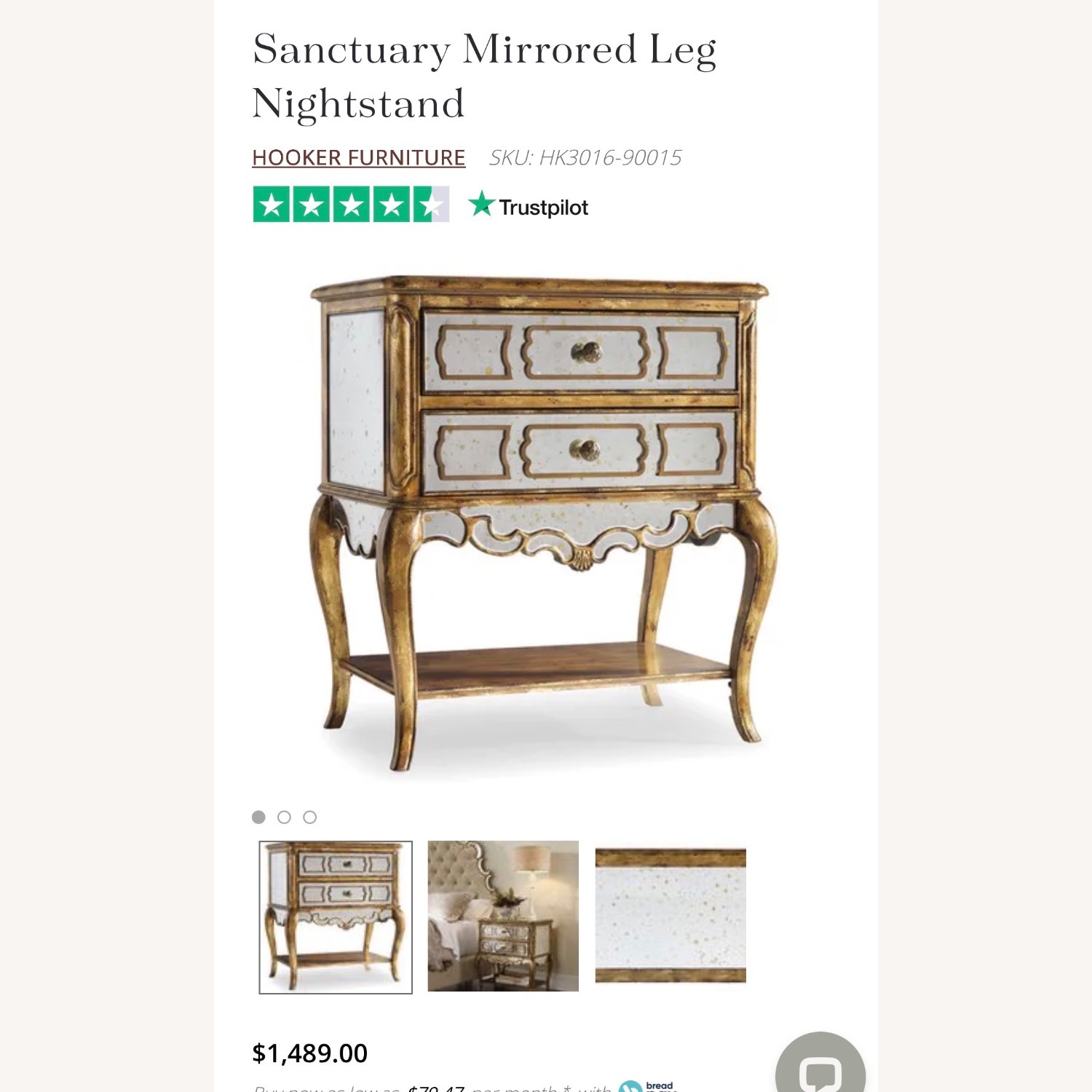 Antique Mirror/Glass Nightstand Wood  - image-5
