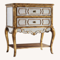 Antique Mirror/Glass Nightstand Wood 