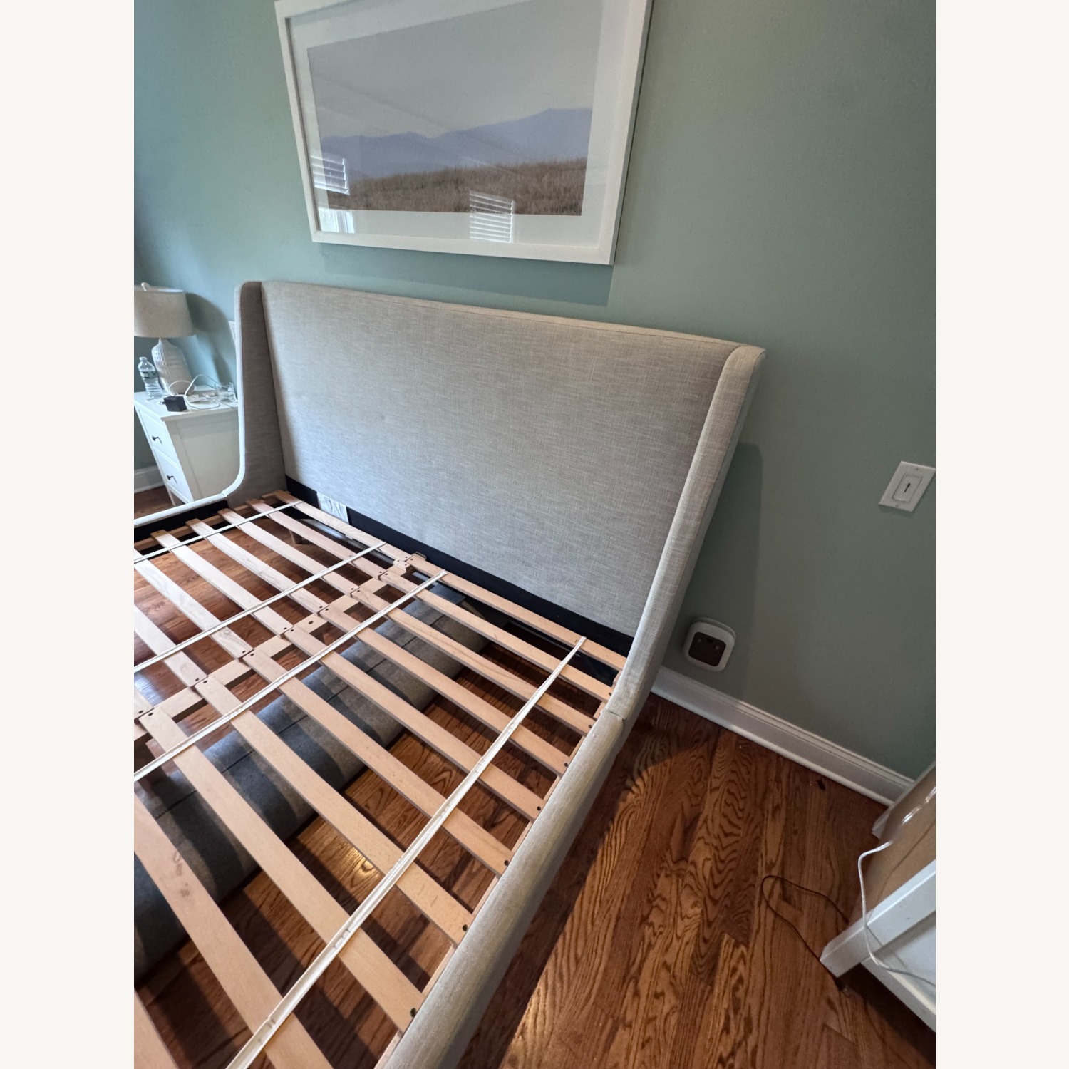 West Elm Grey Upholstered Grey King Sleigh Bed - image-2