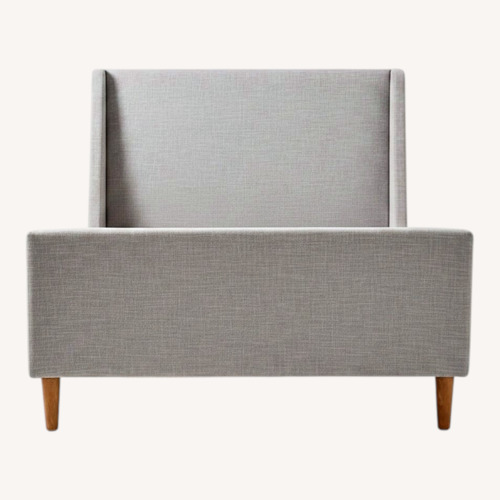 Used West Elm Grey Upholstered Grey King Sleigh Bed for sale on AptDeco