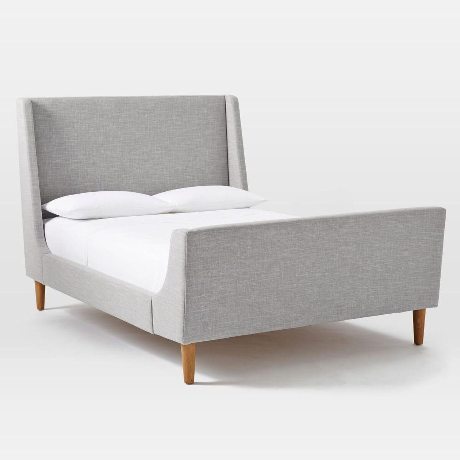 West Elm Grey Upholstered Grey King Sleigh Bed - image-8