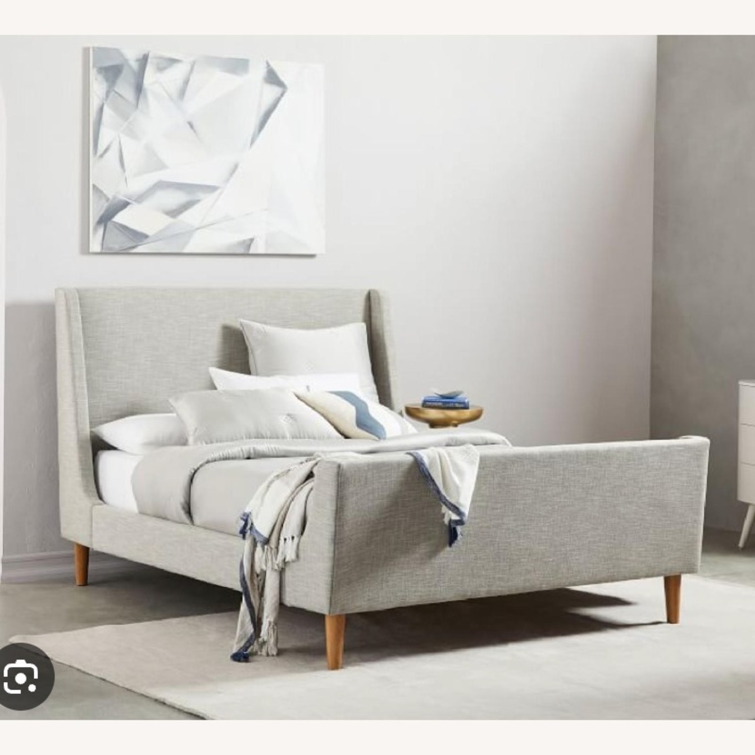 West Elm Grey Upholstered Grey King Sleigh Bed - image-7