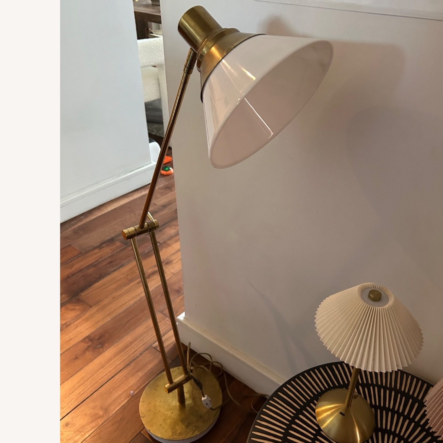 Vintage/Antique Finds White Brass Floor Lamp - image-4