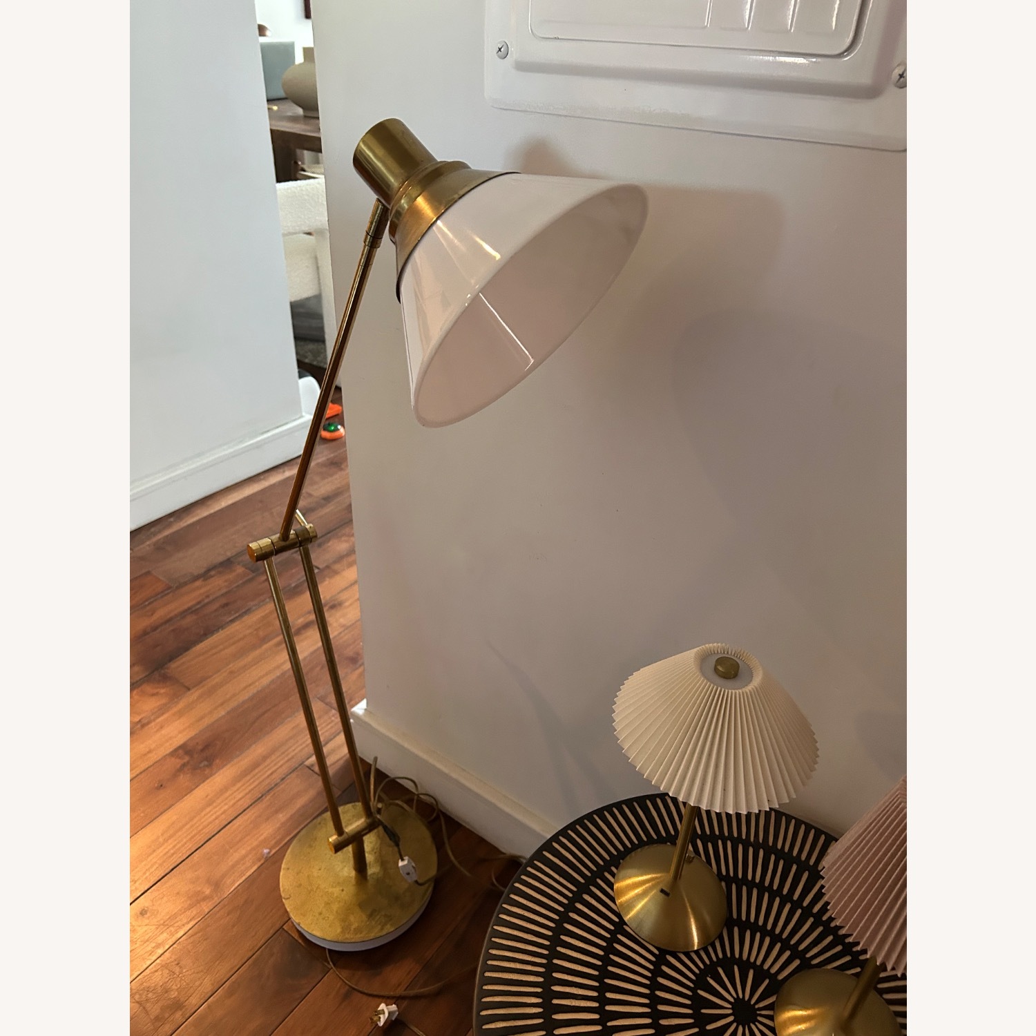Vintage/Antique Finds White Brass Floor Lamp - image-1