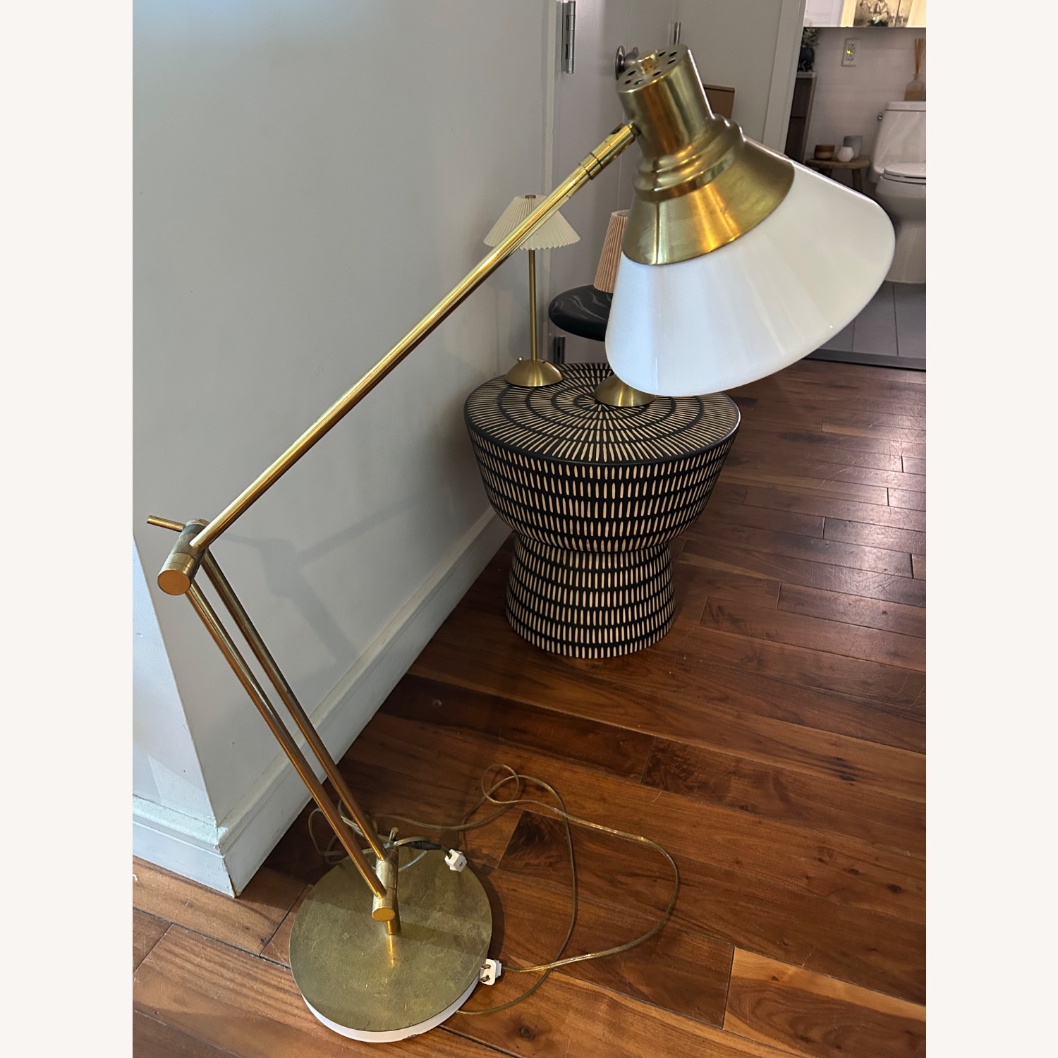 Vintage/Antique Finds White Brass Floor Lamp - image-2