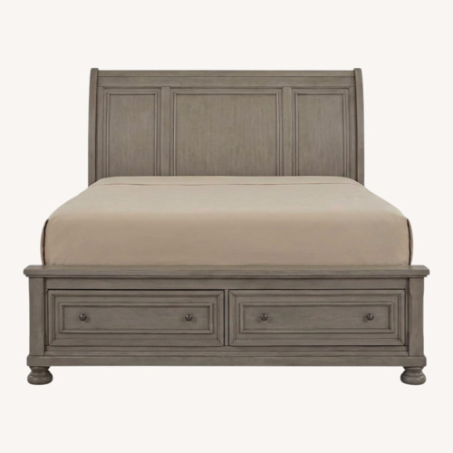 Used Ashley Furniture Dark Gray Wood Queen Bed for sale on AptDeco