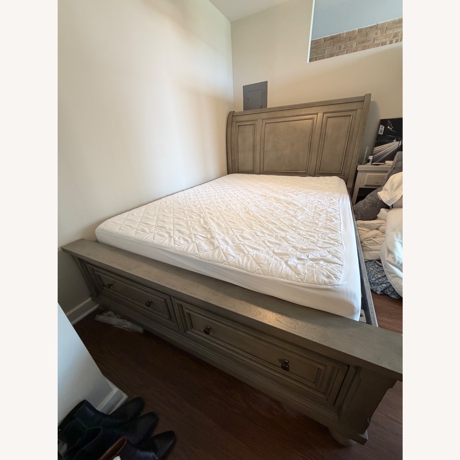 Ashley Furniture Dark Gray Wood Queen Bed - image-1