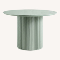  Round Oak Pedestal Dining Table, Sage Green