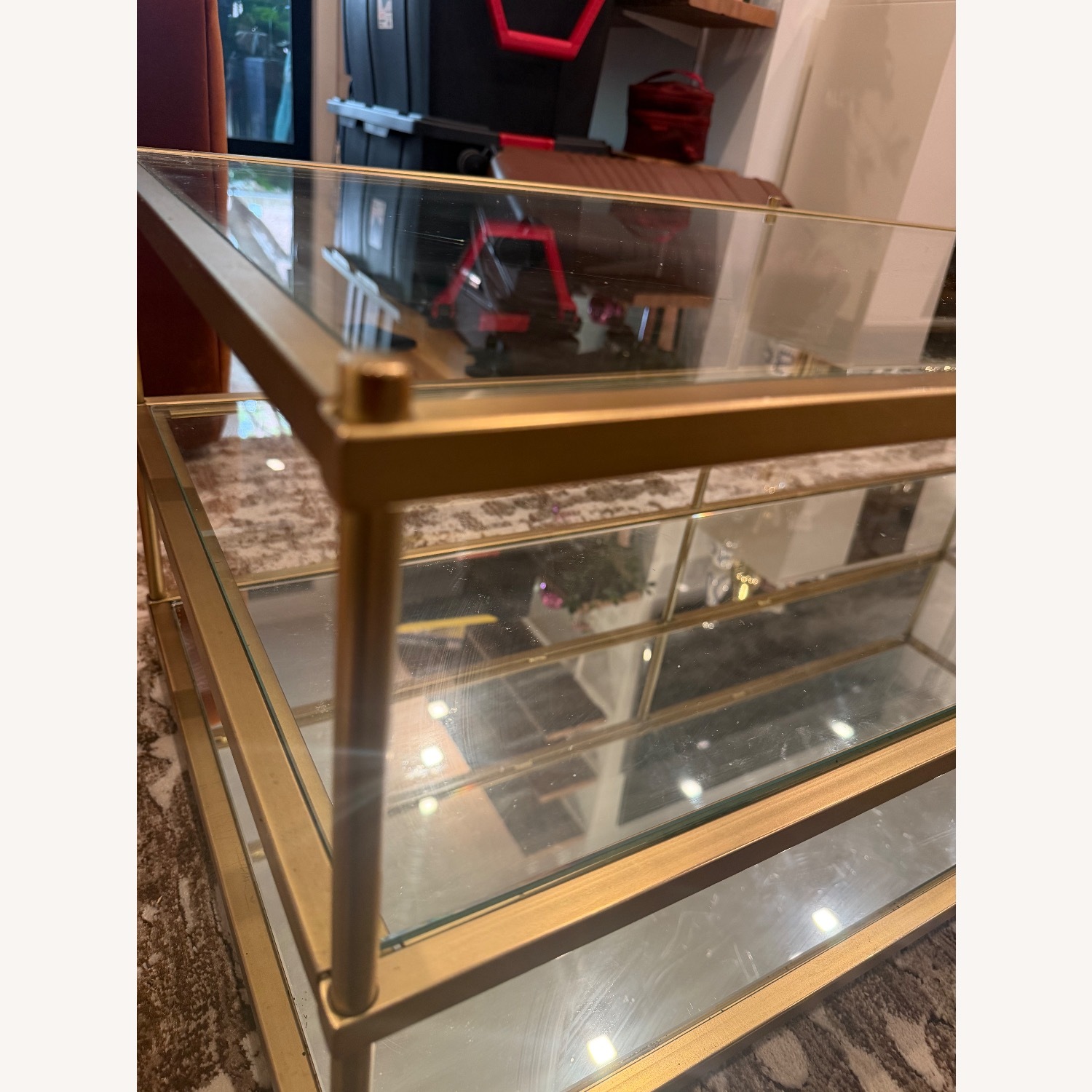 West Elm 48” Brass Terrace Coffee Table - image-2