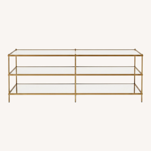 Used West Elm 48” Brass Terrace Coffee Table for sale on AptDeco
