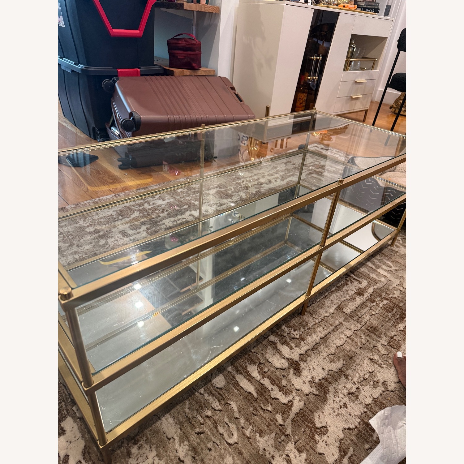West Elm 48” Brass Terrace Coffee Table - image-1