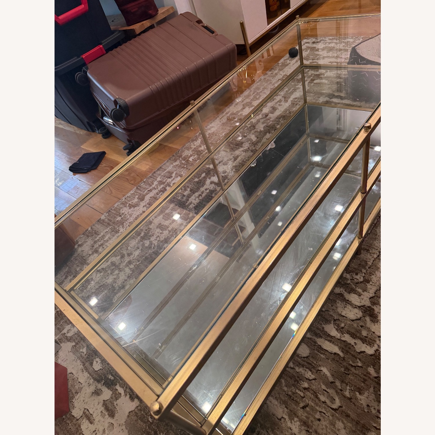 West Elm 48” Brass Terrace Coffee Table - image-4