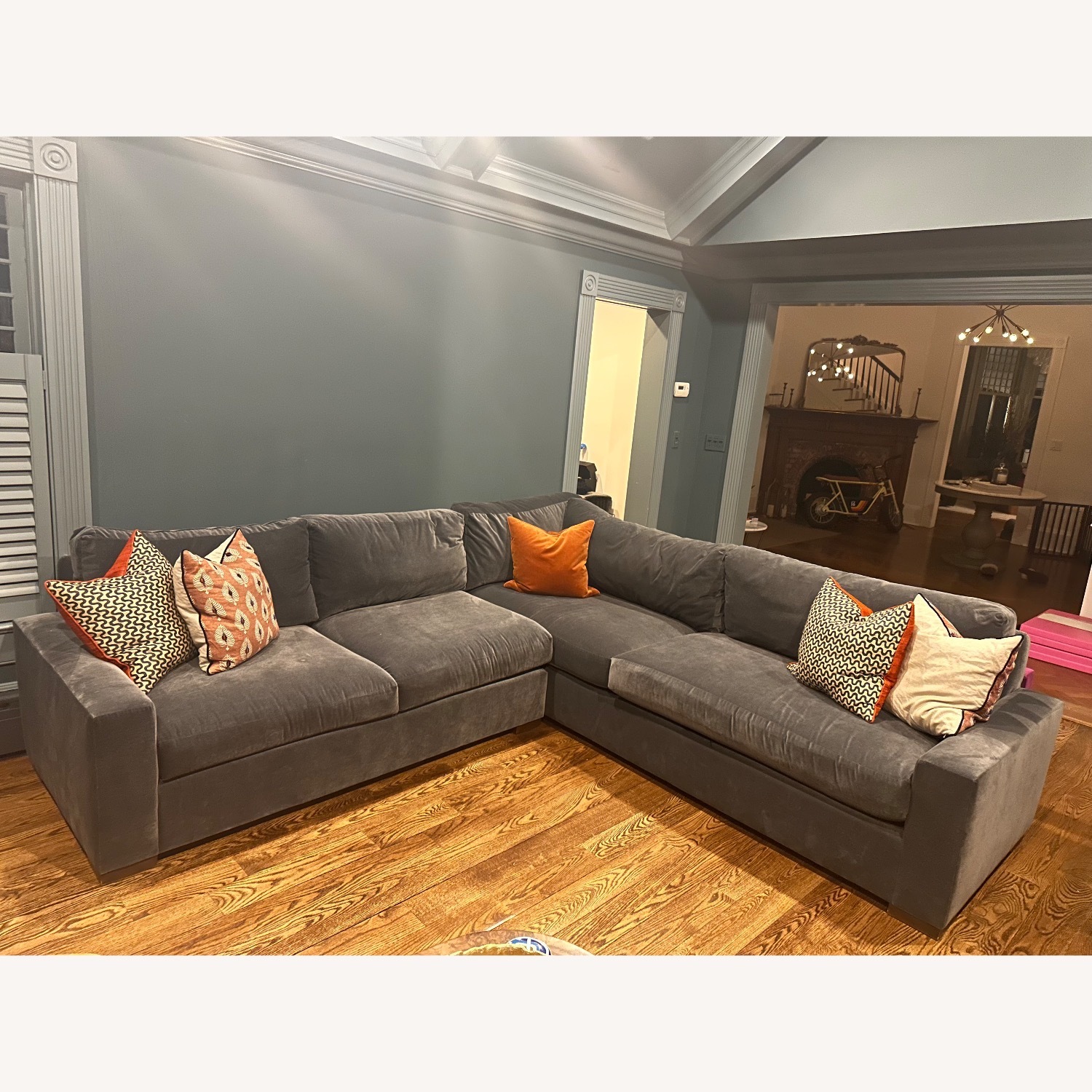 Restoration Hardware Navy Maxwell Sectional Sofa - image-4