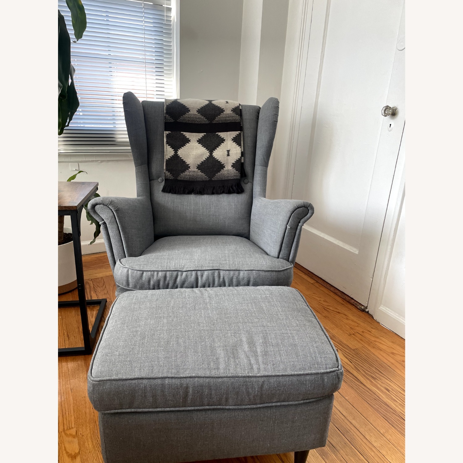 IKEA STRANDMON Armchair and Ottoman - image-1